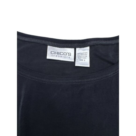 Chico's Travelers Women's Black Sleeveless Top Made In USA, Size 2/US L - Picture 3 of 5